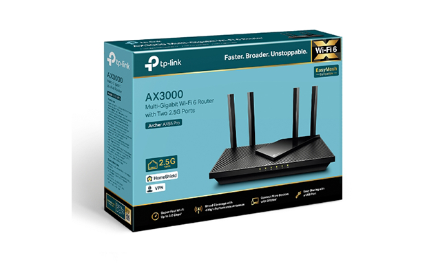TP-Link Archer AX55 Pro AX3000 Multi-Gigabit Wi-Fi 6 Router with 2.5G Port