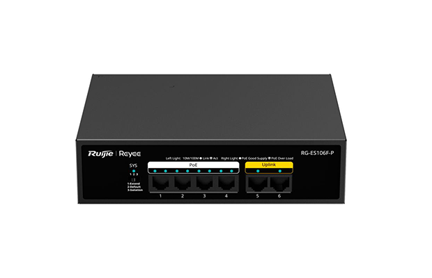 Reyee RG-ES106F-P 6-Port 10/100Mbps Unmanaged PoE Switch