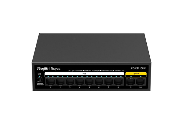 Reyee RG-ES110F-P 10-Port 10/100Mbps Unmanaged PoE Switch