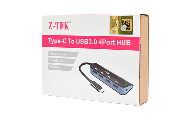 Z-TEK TYPE-C TO USB 3.0 4Port HUB ZY375